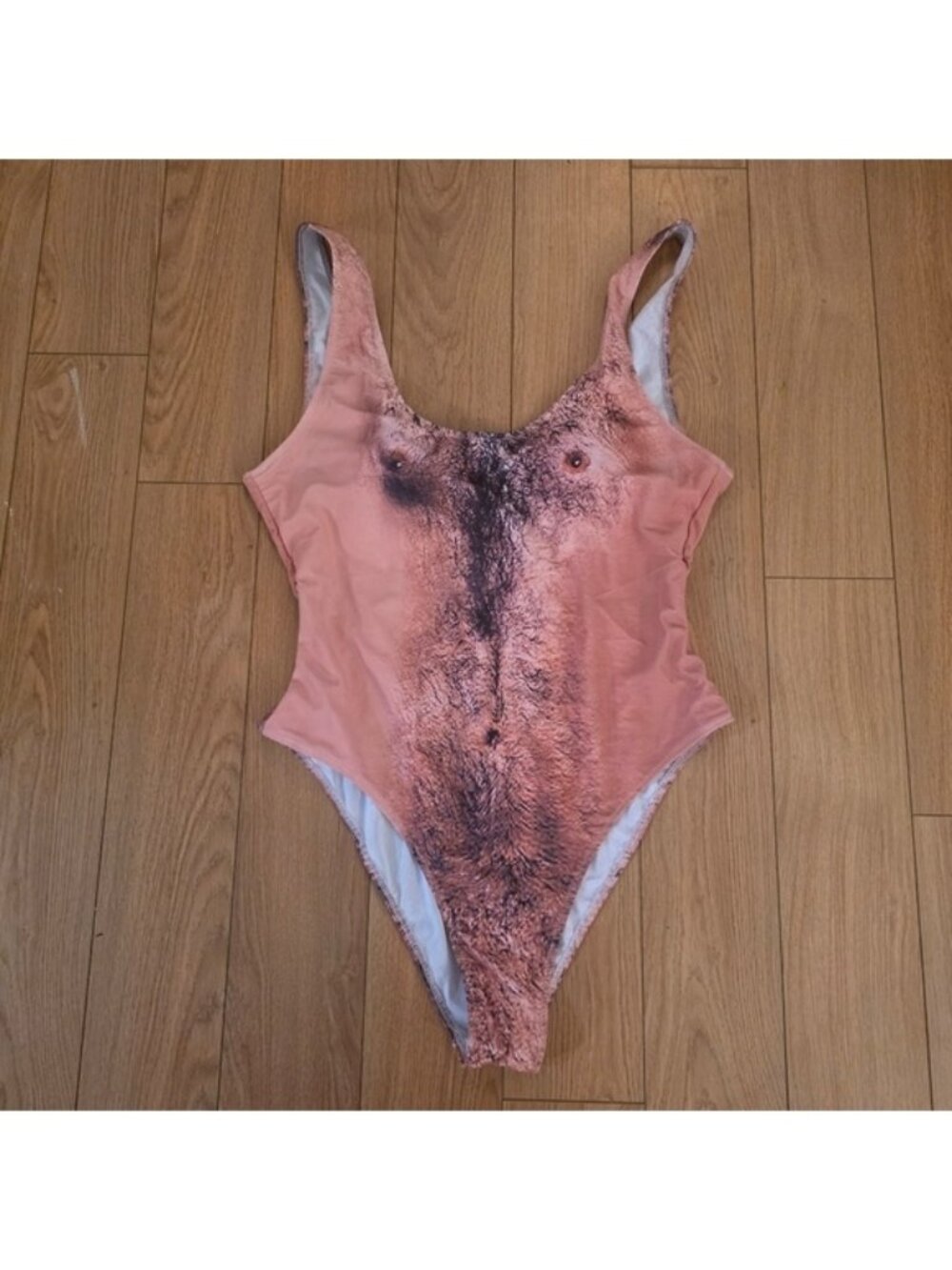NWOT Hairy Man Print One Piece Bathing Suit- 2XL, Runs Small